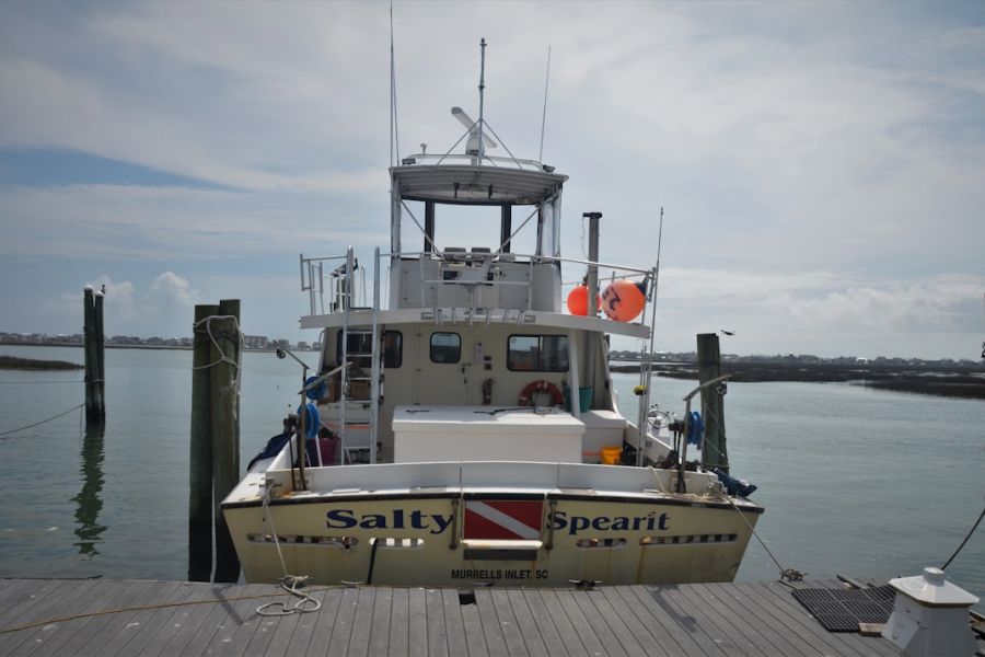Salty Spearit fishing boat moored at dock