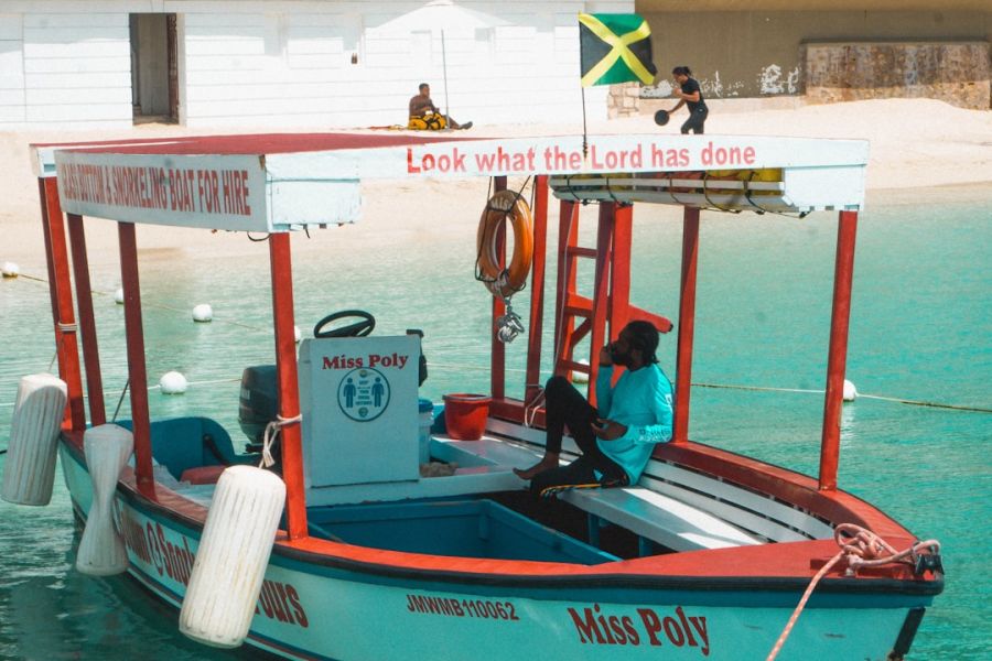 Miss Poly boat with Jamaican flag